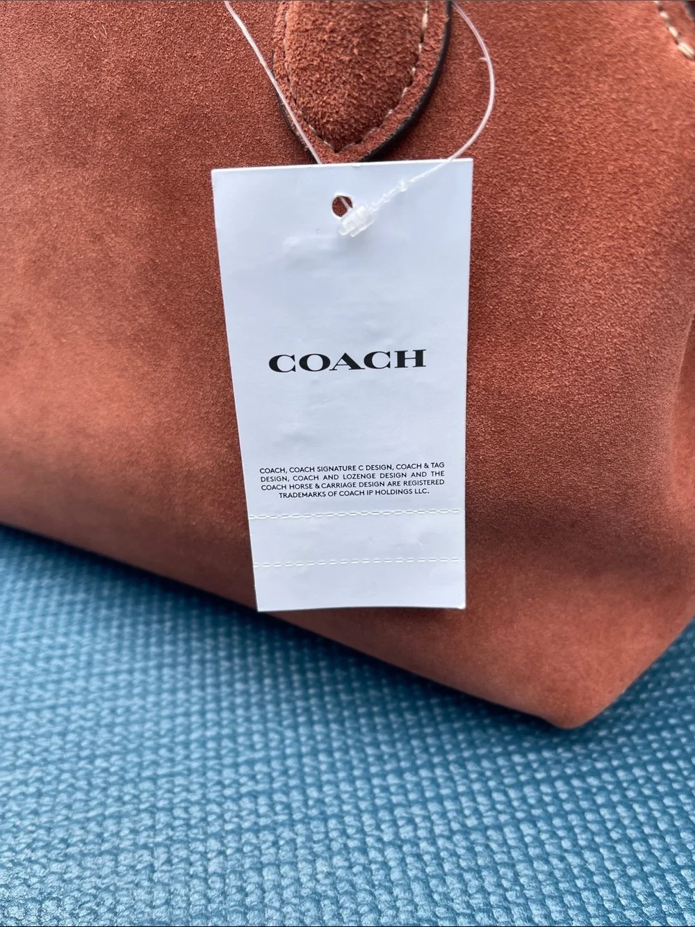 Coach Suede Satchel in Rust Orange